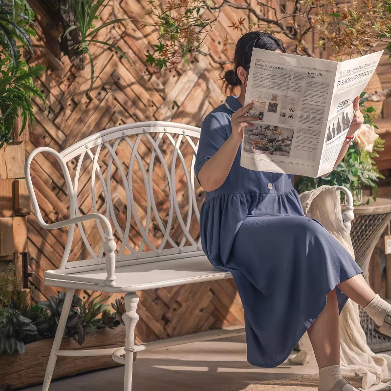 Outdoor leisure bench, wrought iron double chair