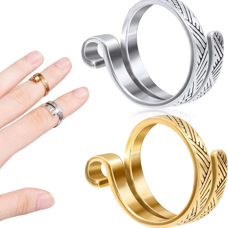 Knitting Tools Ring Crochet Loop Knitting Finger Wear Thimble Yarn Guide Gold Silver Adjustable Open Tools Sewing Accessory