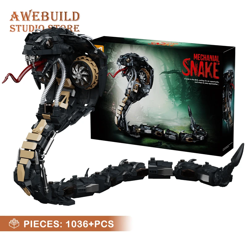

1036Pcs Mechanical Snake Building Blocks Cyberpunk Animal MOC Bricks 3D Model Assembling Cobra Children Puzzle Toys Adult Gifts