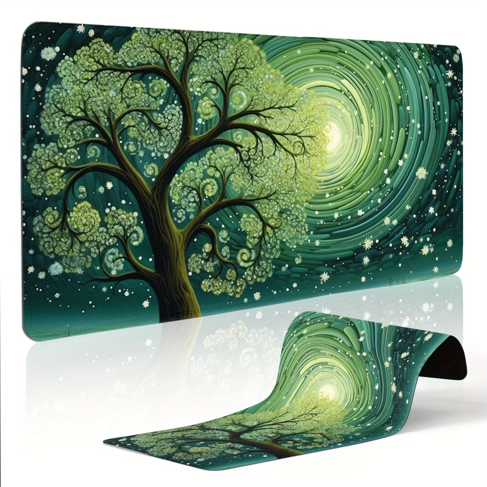 

Green vortex and floating flower mouse pad, thickened anti-slip rubber material, washable high-quality computer accessory