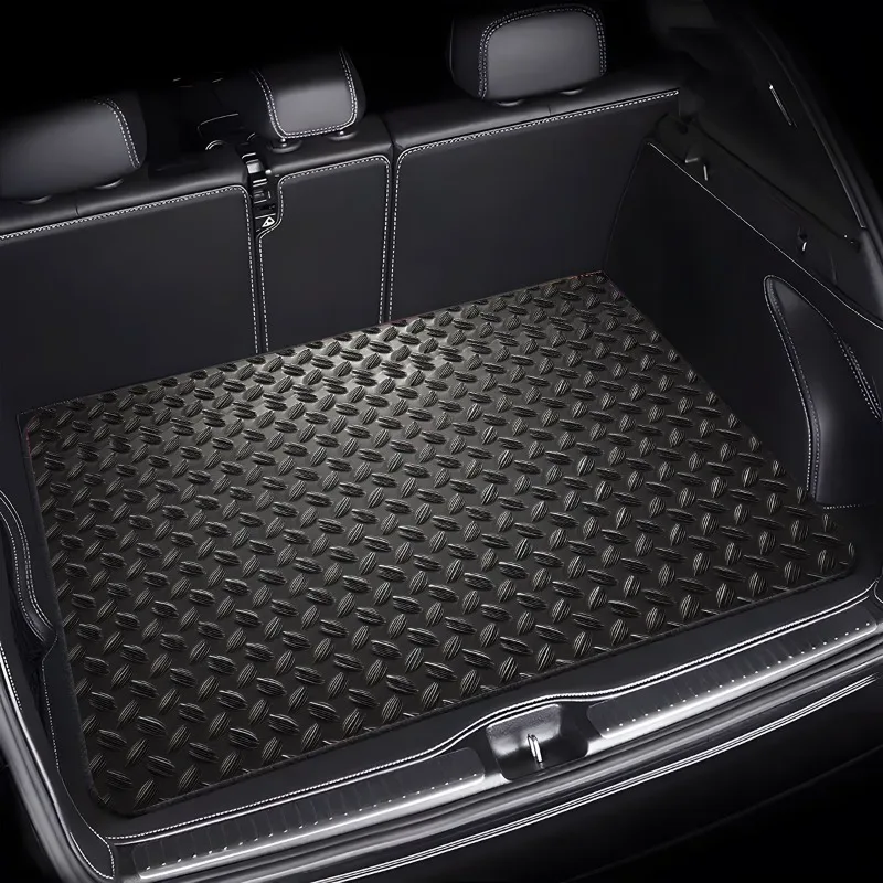 1pc Polyester Fiber Car Trunk Liner Compatible for Most Vehicles - Heavy-Duty with Rhombus Mesh Design, Cargo Mat for SUV, Sedan