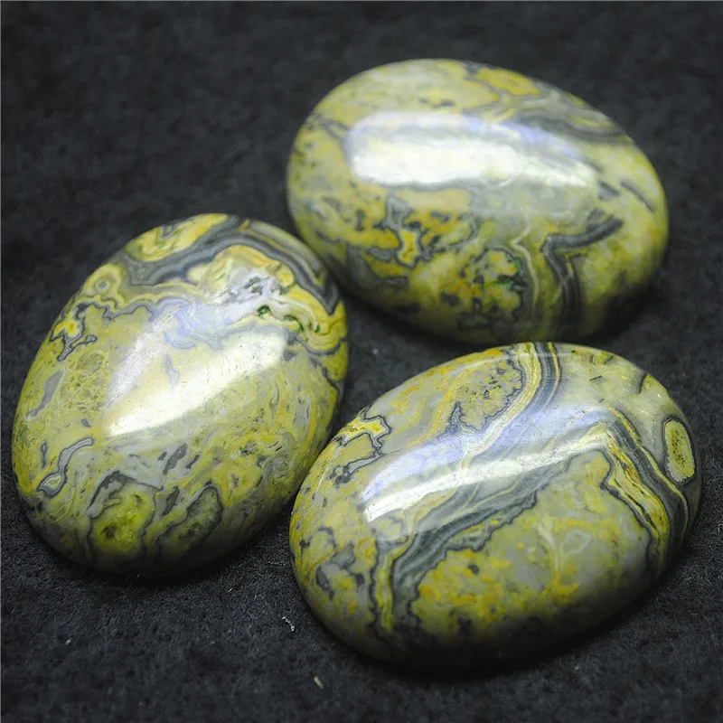 3PCS Natural Semi Precious Stone Cabochons Oval Shape 30X40MM NO Hole Double Colors Mixed Hot Sellings