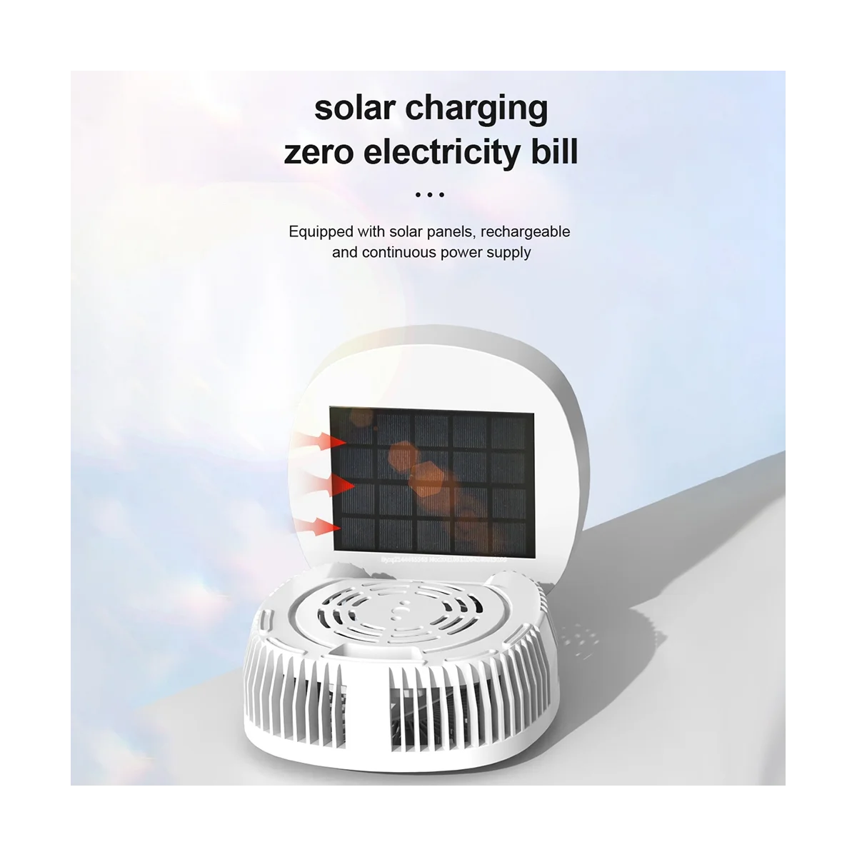 مروحة التخييم في الهواء الطلق تعمل بالطاقة الشمسية، مروحة كهربائية محمولة لسطح المكتب، 3 سرعات مع جهاز تحكم عن بعد - لها