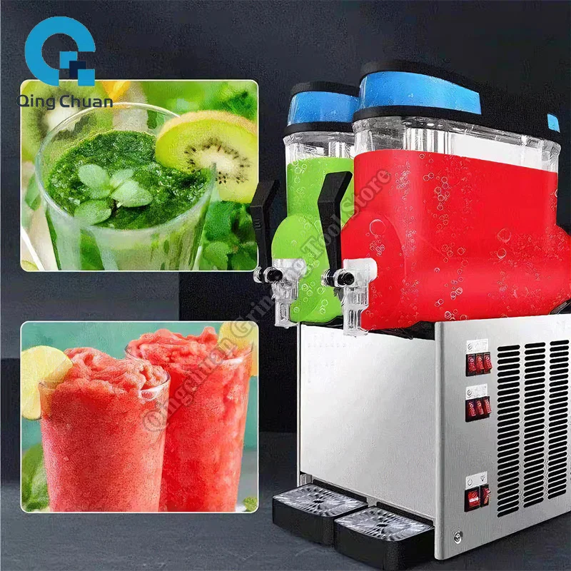 Commercial Slush Machine Smoothie Double Cylinder 12 Liters Beer Cold Drink Ice Juice Machine