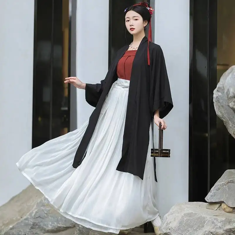

Новинка Hanfu, женский костюм династии Китайской Сун, древнее китайское традиционное платье Hanfu, плиссированная юбка, новый стиль, косплей