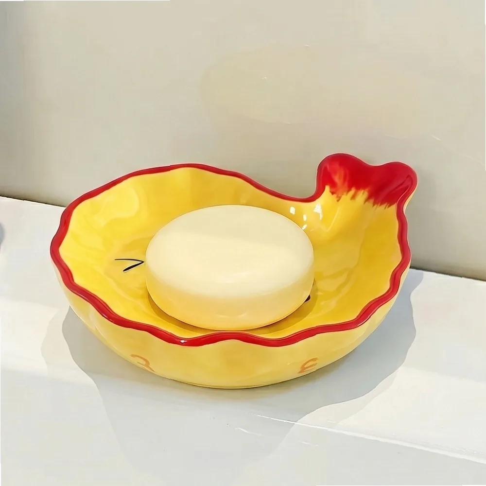 Cute Creative Ceramic Shrimp Soap Dish with Drainage for Bathroom Vanity Shower Countertop