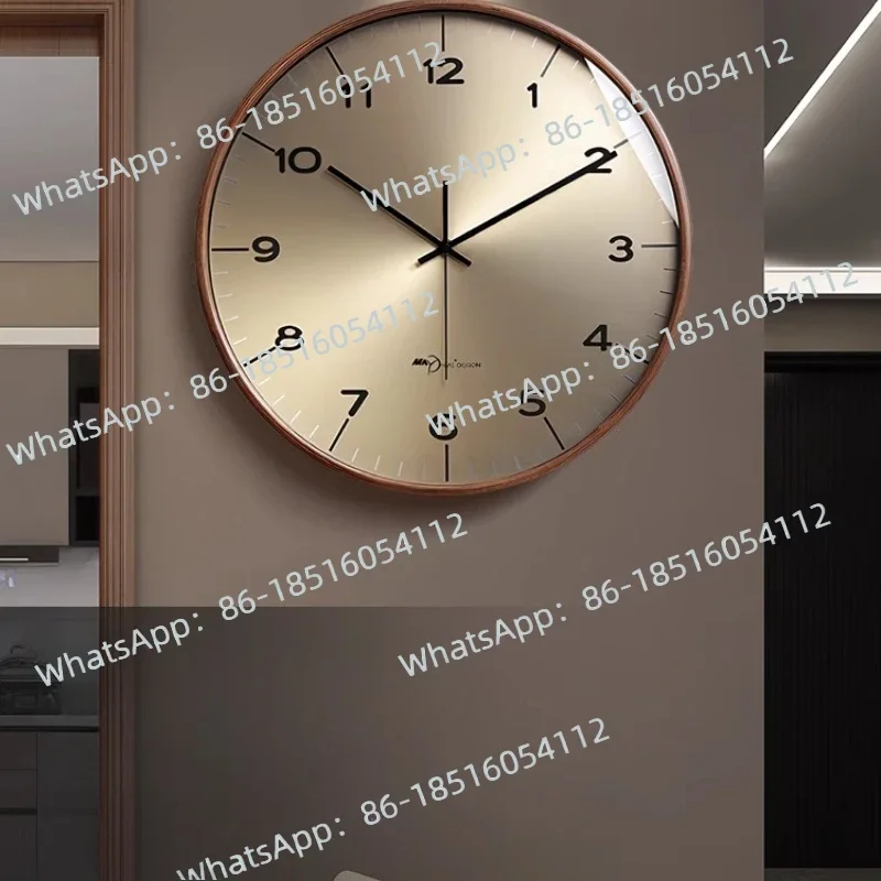 Light luxury simple solid wood living room home wall clock modern high-end new model