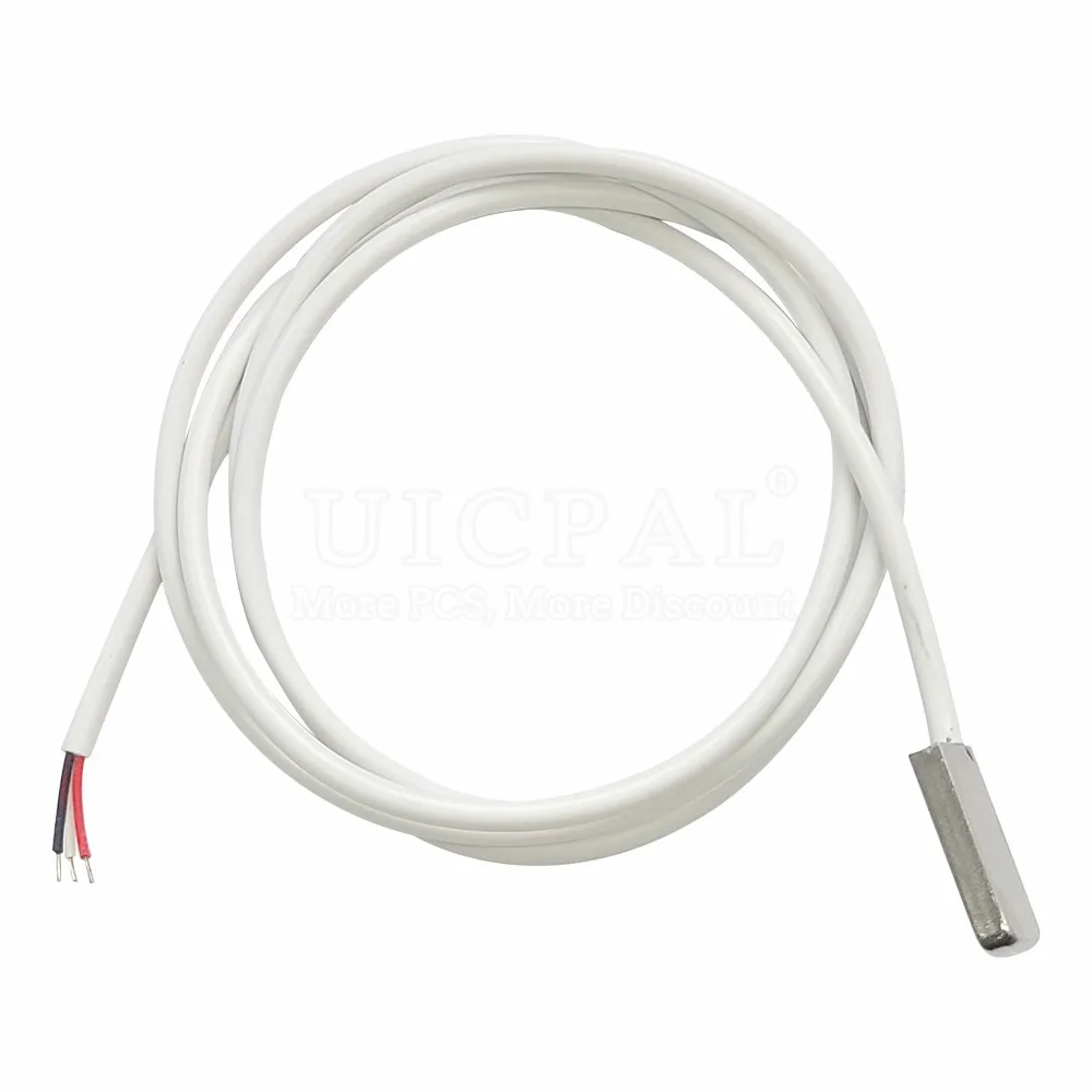 1M DS18B20 Temperature Sensor Module Probe 304 Stainless Steel OD 3.0MM Waterproof Dustproof Sensors Cable White 100CM Length