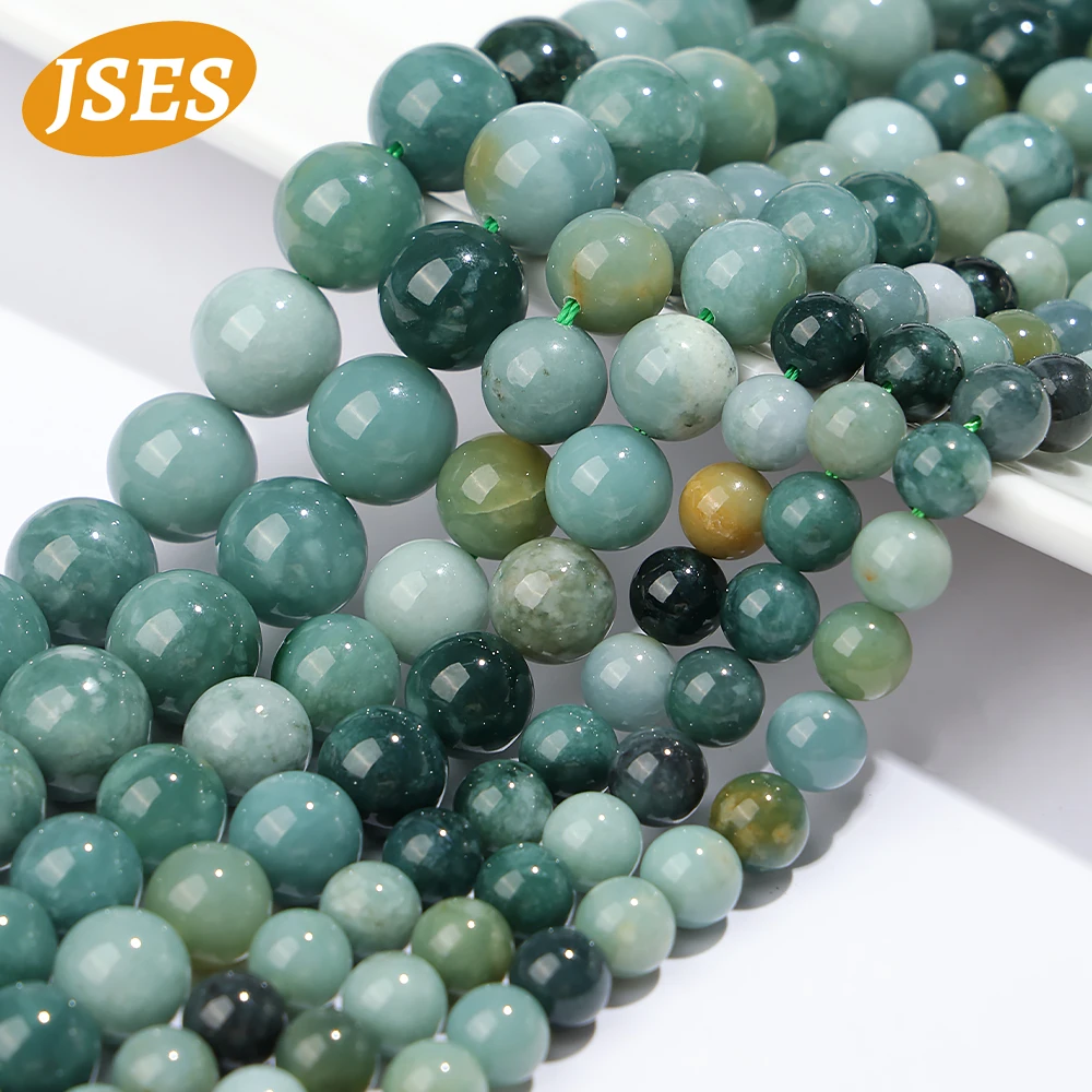 

AA Natural Stone Green Jadeite Jade 6 8 10mm Loose Gemstone Beads for Jewelry Making Bracelet Crystal Beads DIY Accessories