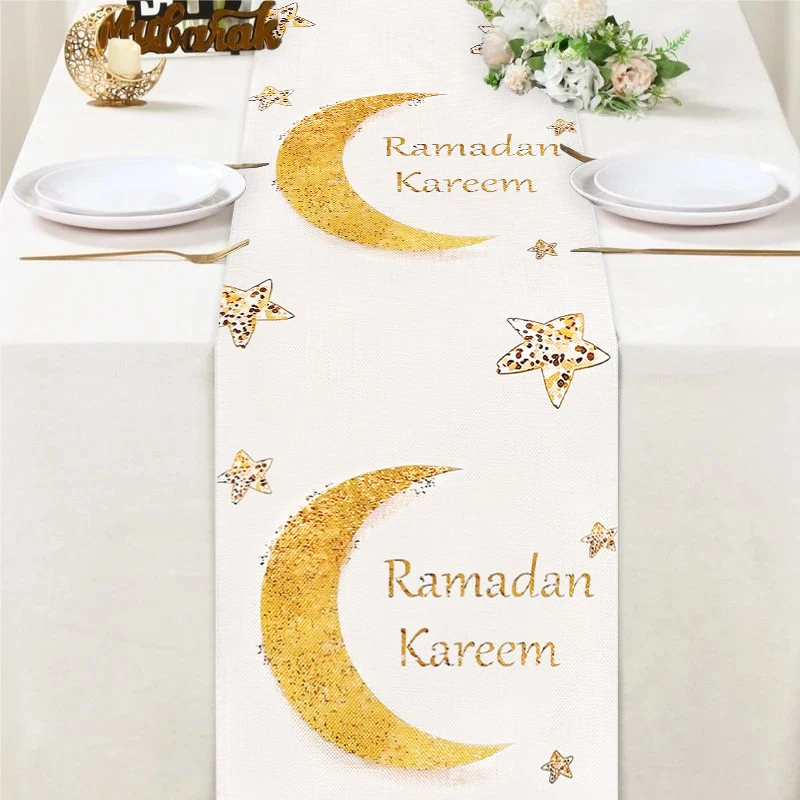 2026 Ramadan Decoration Table Runner EID Mubarak Decor Tablecloth For Home Ramadan Kareem Islamic Muslim Party Eid Al Adha Gifts