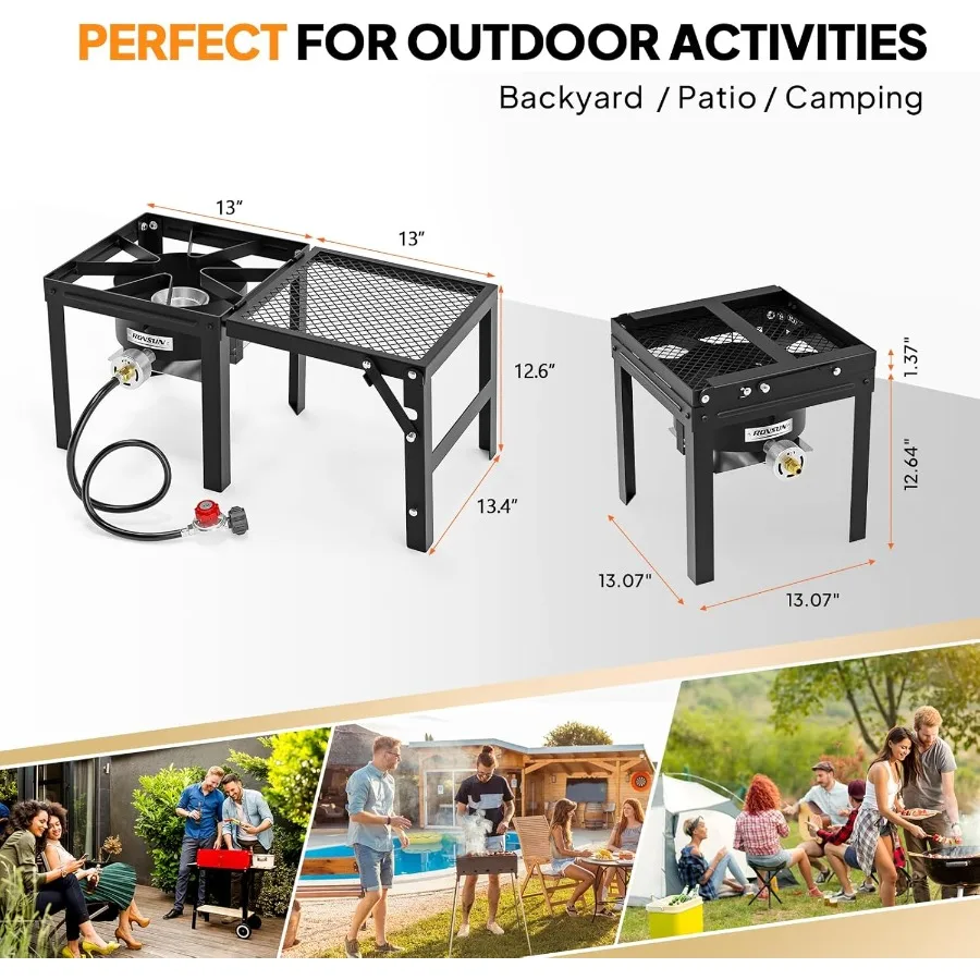 ROVSUN 100000 BTU موقد البروبان مع رف جانبي قابل للطي للطهي في الهواء الطلق موقد غاز بشعلة واحدة مع منظم مثالي لـ C #6
