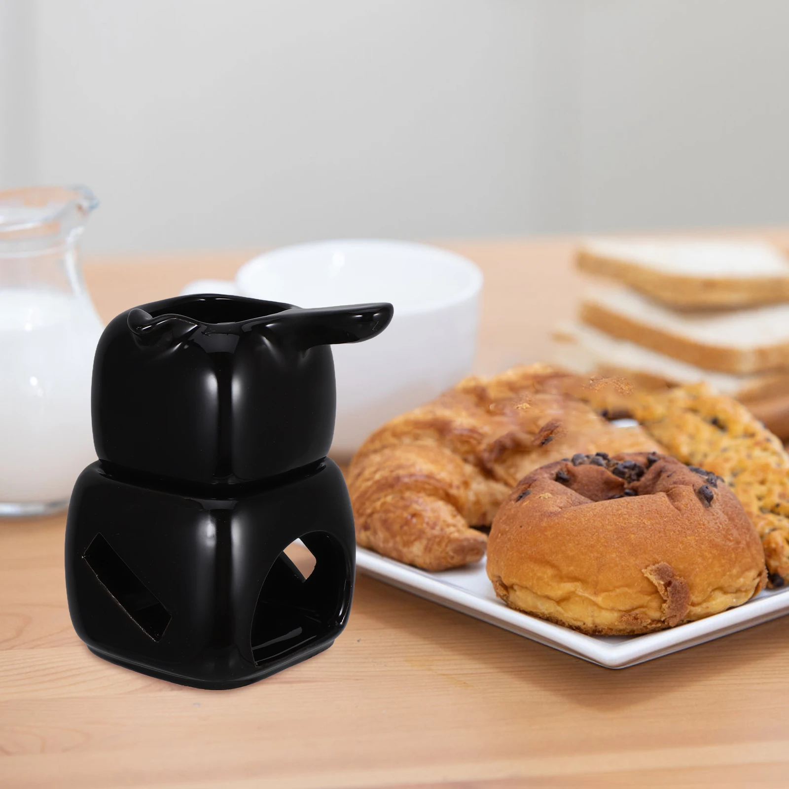 

Chocolate Melter Pot with Ceramic Fondue Mug for Quick Melt in Home Cafe Use Compact Multi-Functional Kitchen Accessory Butter
