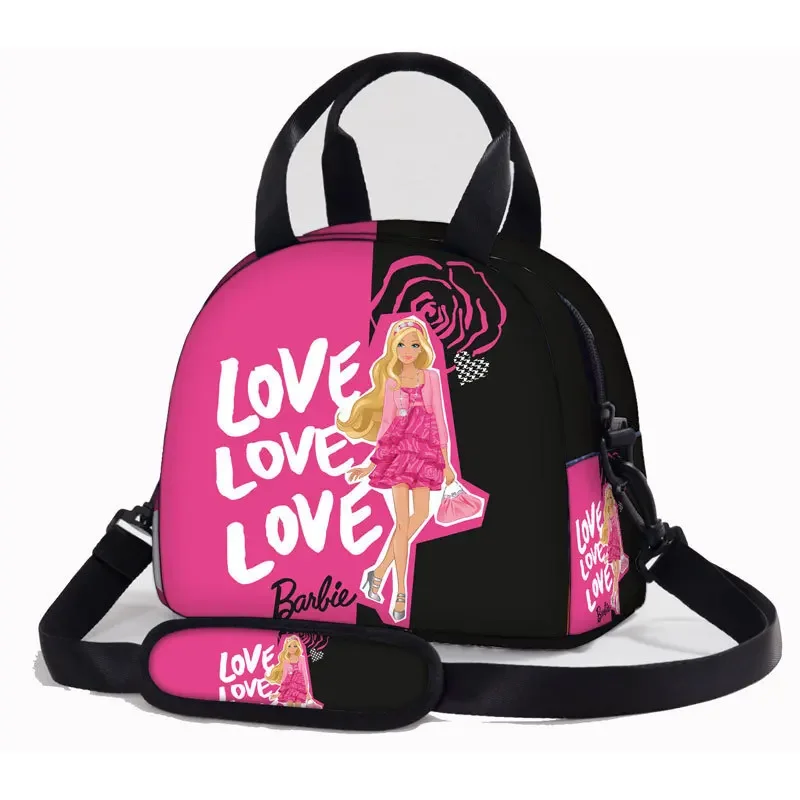 Anime Kawaii Cartoon Barbie Barbie z nadrukiem dziecięca torba na Lunch na ramię przenośna torba na Lunch z motywem kreskówkowym Cross-body prezenty