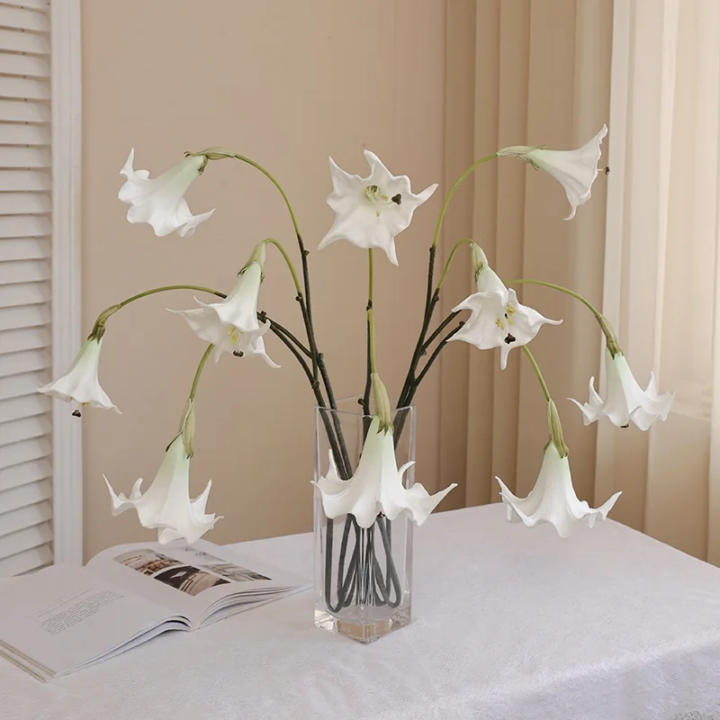 2Pc Simulation 2Head PU Datura Flowers Real Touch Artificial Flowers Wedding Decoration Home Living Room Decor Photography Props