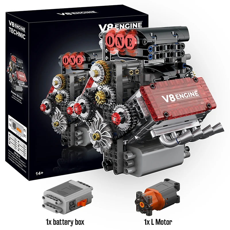 V8 máquina moc blocos de construção conjuntos motorizado simulação tijolos modelo presentes natal para meninos crianças adultos brinquedos técnicos