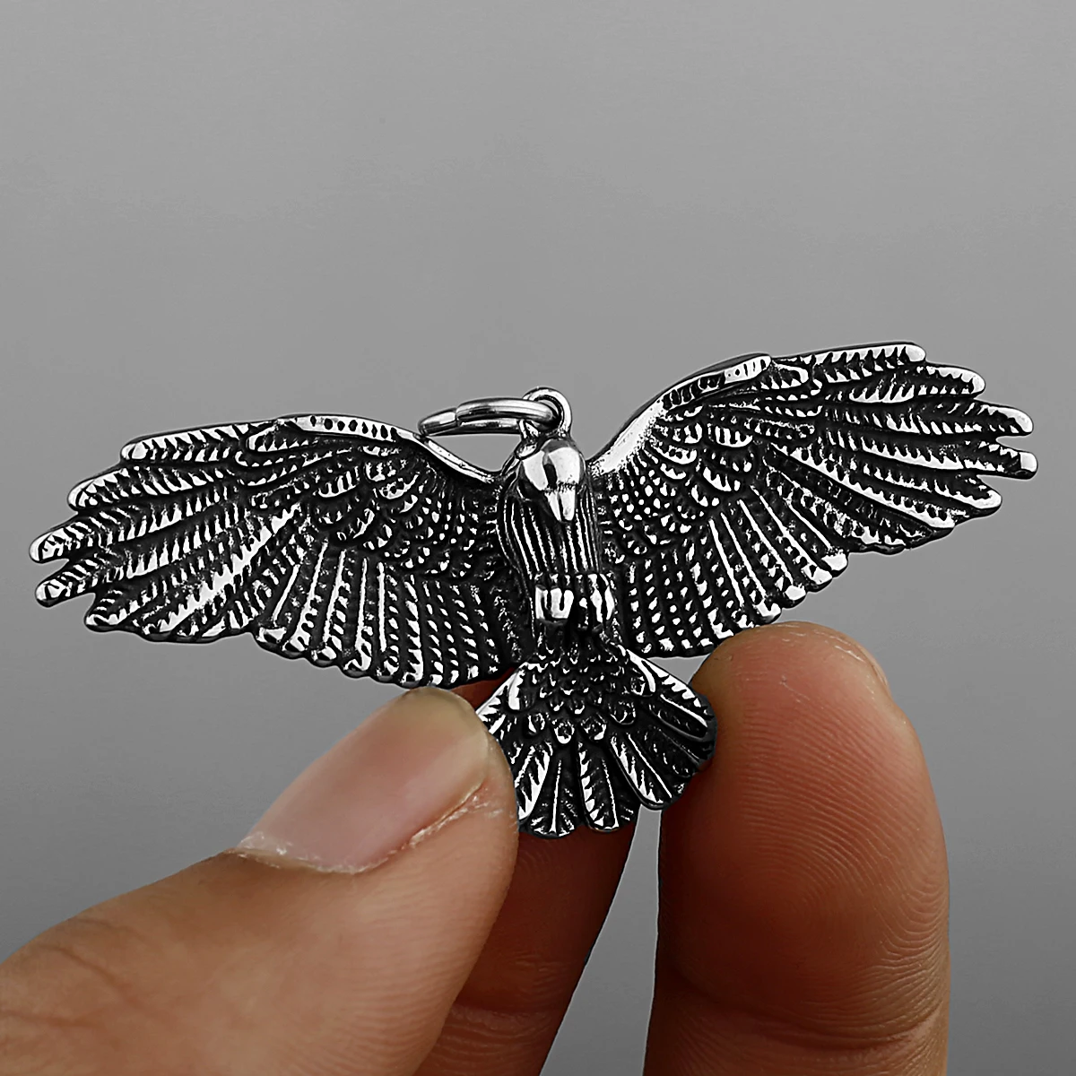 Stainless Steel Animal Eagle Pendant Necklace Men\'s Domineering Punk Hip Hop Party Jewelry Biker Flying Necklace Gift
