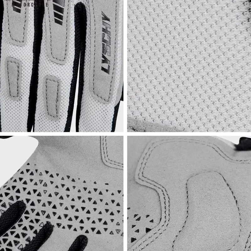 LYSCHY Summer Motorcycle Gloves Breathable Full Finger Anti‑Fall Wear‑Resistant Touch Screen Motocross Dirt Bike Off‑Road Riding