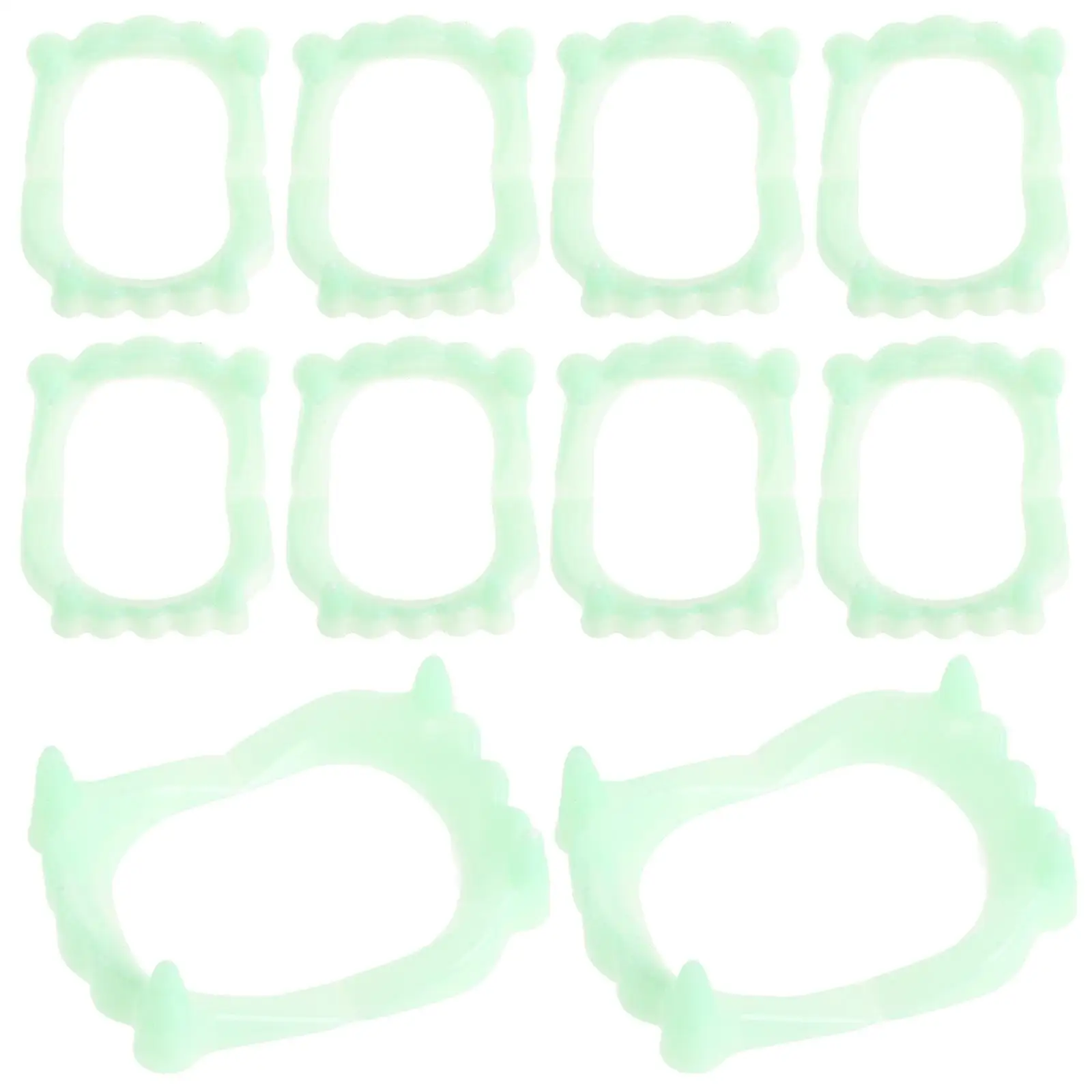 50pcs Fluorescent Dentures Teeth Halloween Prop Horrible Fake Glow in Dark Safe Toy Costumes for Adults Kids