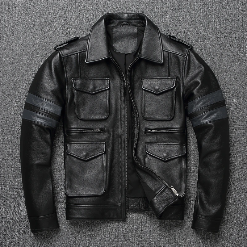 

New Vintage Men's Leather Jackets Autumn Winter Casual Motorcycle Slim PU Jacket Biker Leather High Quality Fashion Overcoat