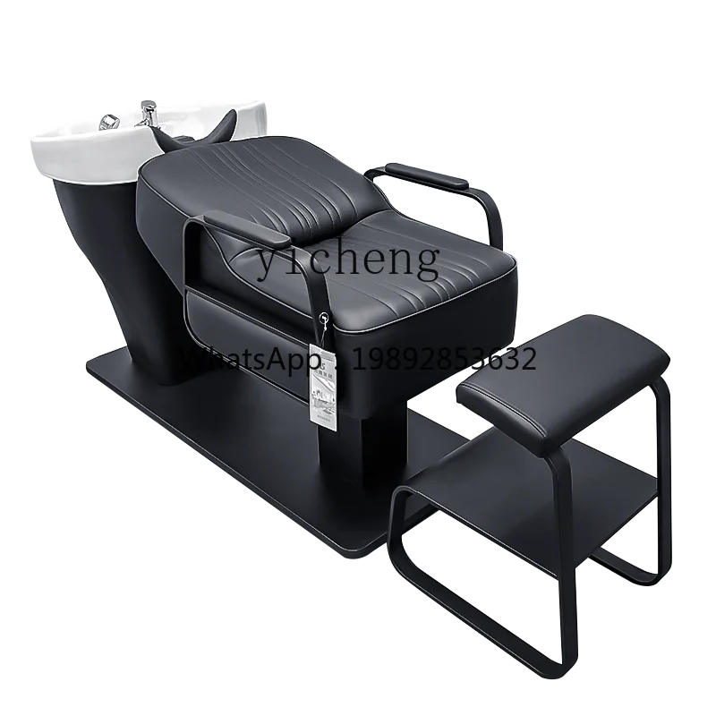 Fashion Hair Salon Ceramic Deep Basin Simple Semi-Reclining Shampoo Bed High-End Salon Exclusive