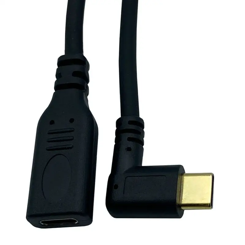 6-Core Gold Plated USB2.0 Version 3.1 Type-C Extension Cable Male and Female Data Extension Cable 90 Degree Elbow USB-C Cable