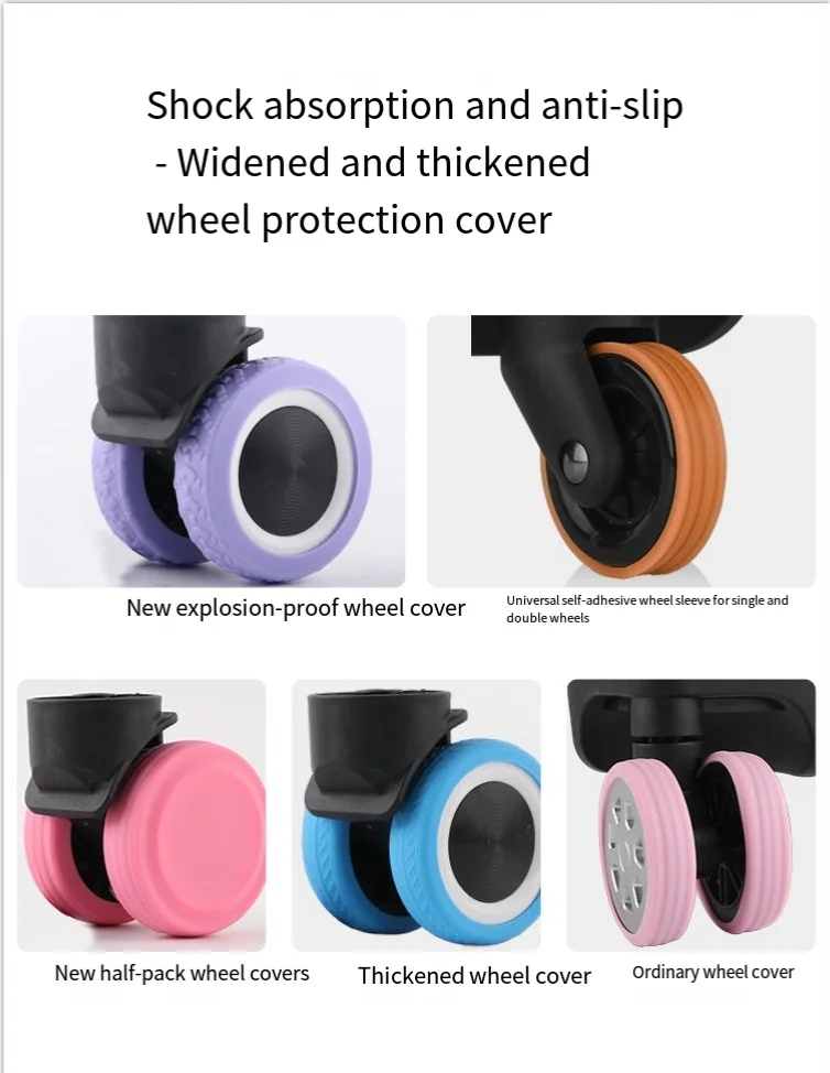 For LT002  Solution to Luggage Noise Issues! Rubber Wheel Cover Protective Pads Luggage Wheel Cover Accessories