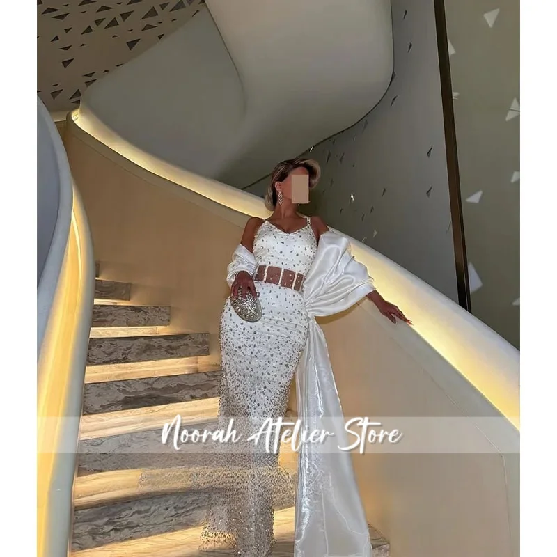 

Fairytale Cape Evening Dress Spaghetti Straps Bowknot Rhinestones V-neck Illusion Pageant Vestidos De Gala Customized