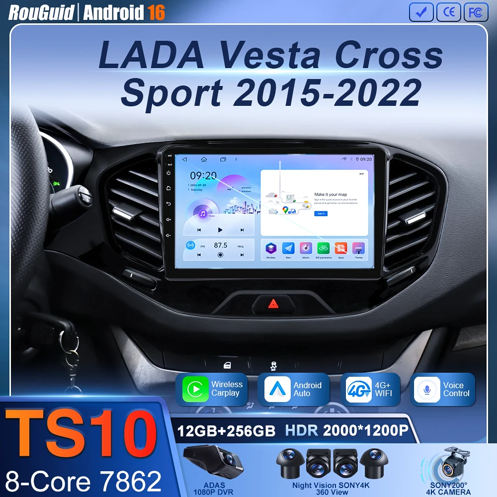 

Android 16 Carplay For LADA Vesta 2015 - 2022 Car Radio Stereo Multimidia Player GPS Bluetooth DSP 2din Stereo QLED Screen