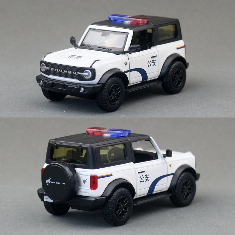 

Моделирование 1:36 Ford Mustang Bronco, модель полицейского автомобиля, детский игрушечный автомобиль, коллекция подарков на день рождения, металлическая миниатюрная Voiture