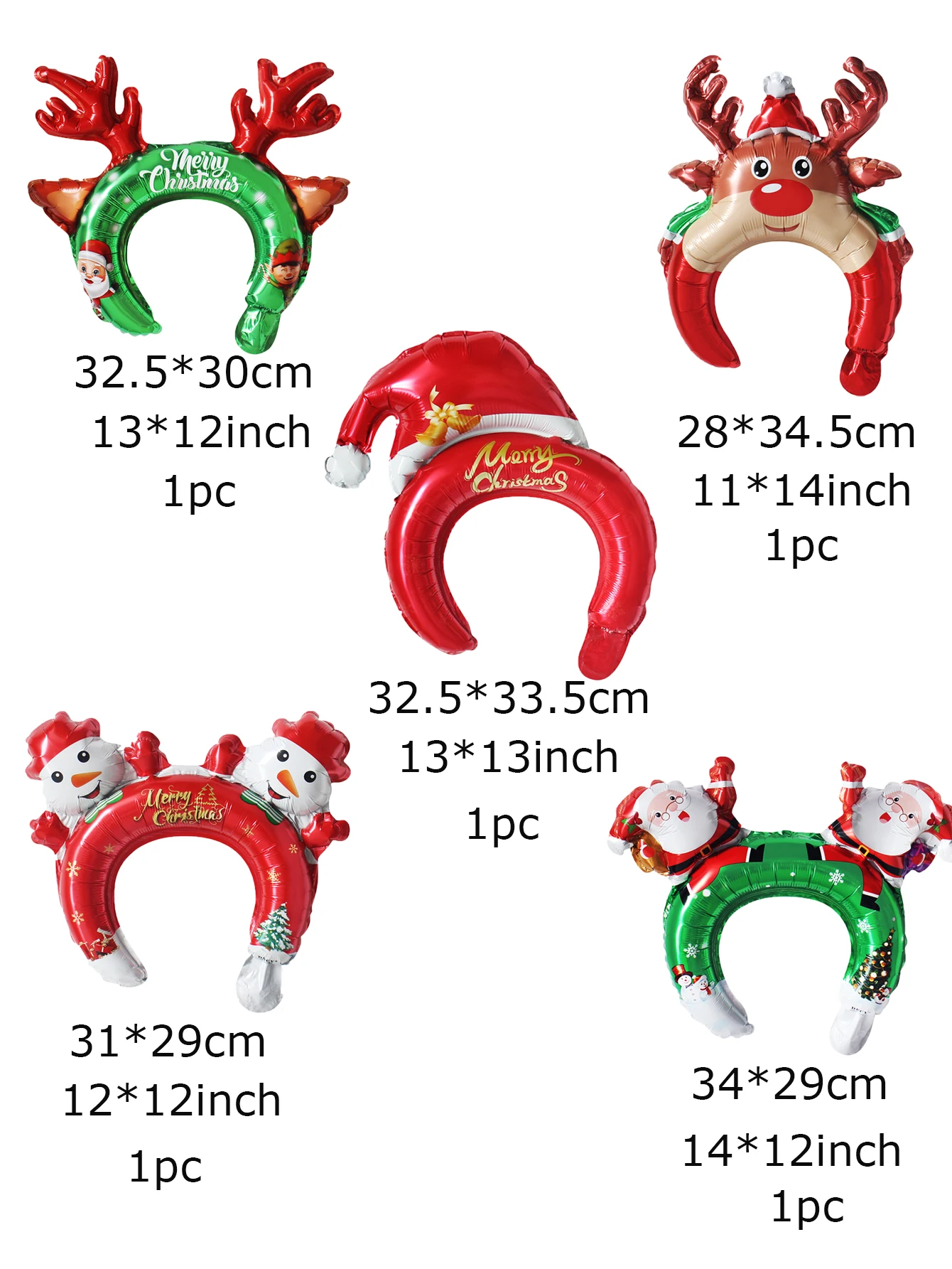 5pcs Christmas Hair Clasp Balloons Christmas Headdress Balloons Santa Claus Christmas Decorations Christmas Party Decorations