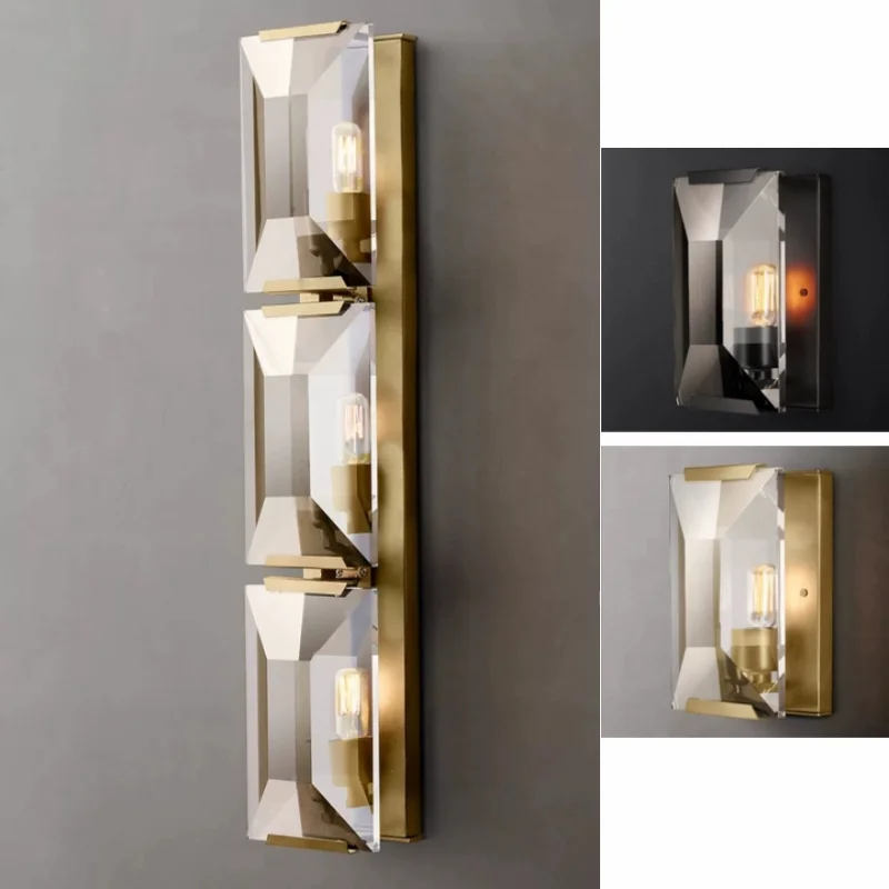 

Original HARLOW Calcite Wall Lamp North American Villa Living Room Simplicity Bedroom Study Retro Cloudstone Crystal Wall Lamp