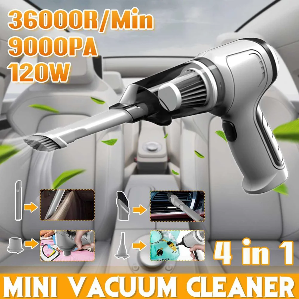 120W Cordless Air Blower Handheld Portable Air Duster Mini 9000Pa Wireless Car Vacuum Cleaner Cyclonic Suction Home B