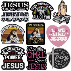 Jesus I NEVER SAID THAT Enamel Pin Funny Lapel Pin Prayer Badges on Backpack Clothing Jewelry Cosplay Accessories Gifts Toy