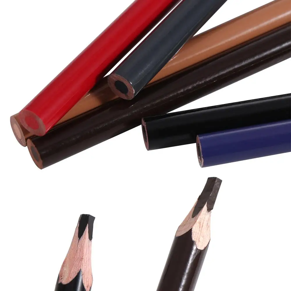 6 Colors Wooden Eyebrow Pencil Black Brown Not Smudged Eye Brow Tint Red Blue Lip Liner Permanent Eyebrow Tattoo Pen PMU