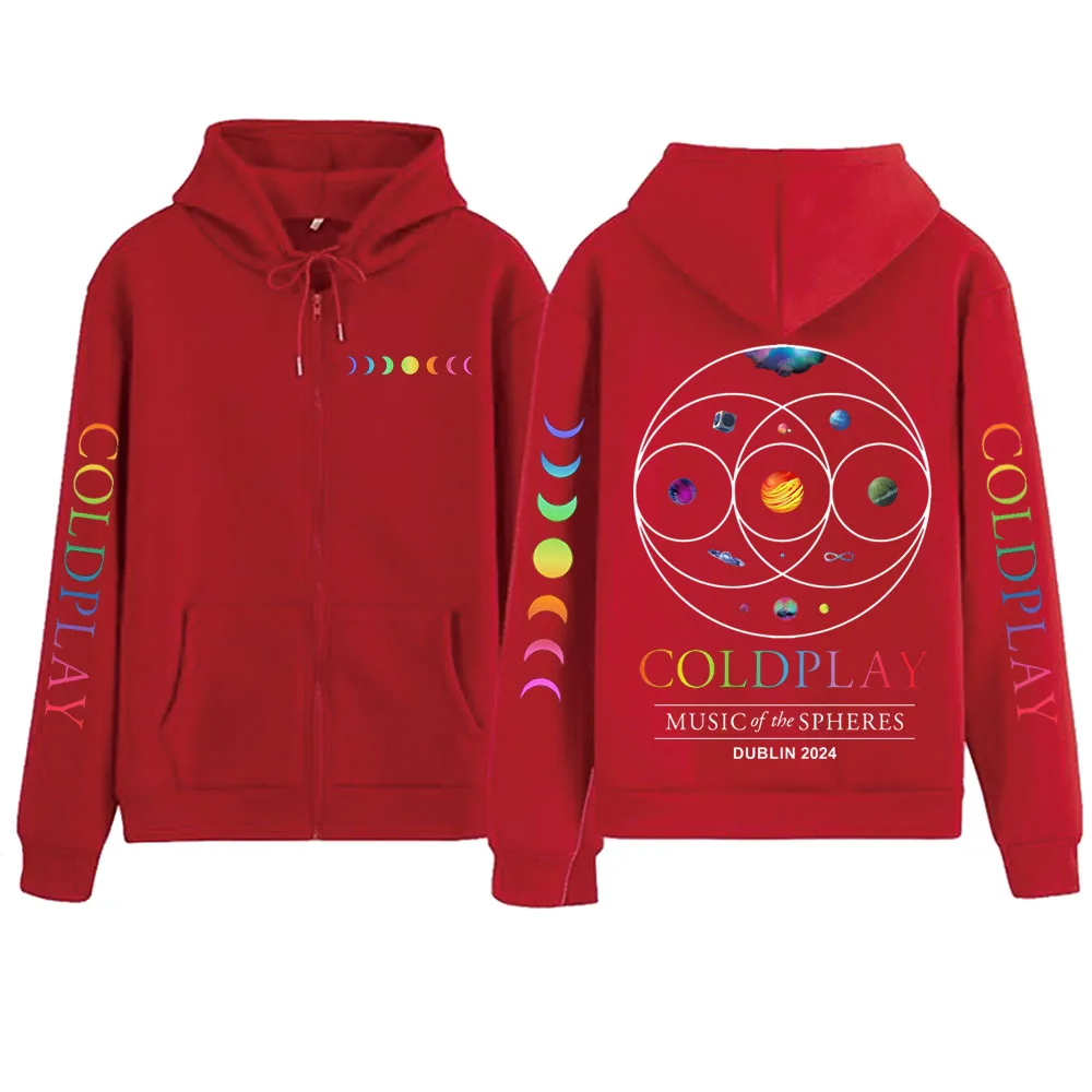 COLD-PLAY Music Of The Spheres World Tour Zipper Hoodie Harajuku Pullover Tops Sweatshirt Streetwear