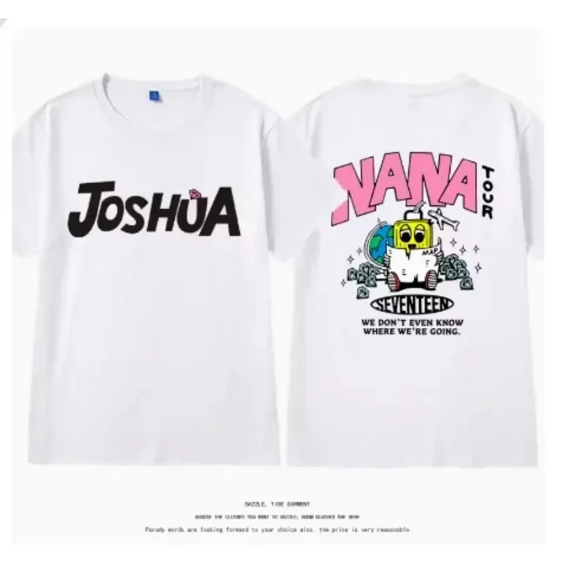 Korean Variety Show Crewneck Tops Nana Tour with Seventeen Print T-Shirt Beach Sun Short Sleeve Tees Casual Fashion Personality