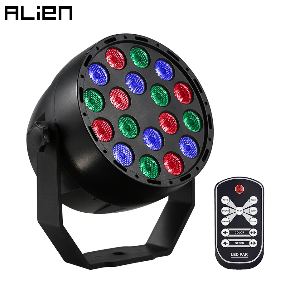 

ALIEN Remote 18 LEDs DMX RGB Mini LED Stage Par Lighting Effect DJ Disco Party Holiday Bar Christmas Wedding Birthday Club Light