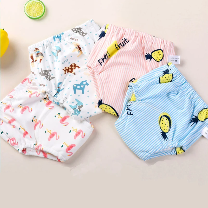 Pantaloni da allenamento riutilizzabili impermeabili per bambini 6 strati Pannolini per bambini in cotone Pantaloncini per neonati carini Pannolini Mutandine Pannolini che cambiano la biancheria intima