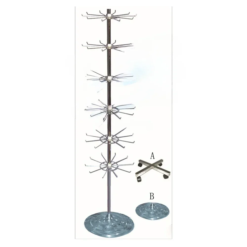 

Hot sales RH-DR08 High Quality 6 Layers Sliver Color Floor Display Rack Floor Standing Hanging Wire Rotating Display Stand