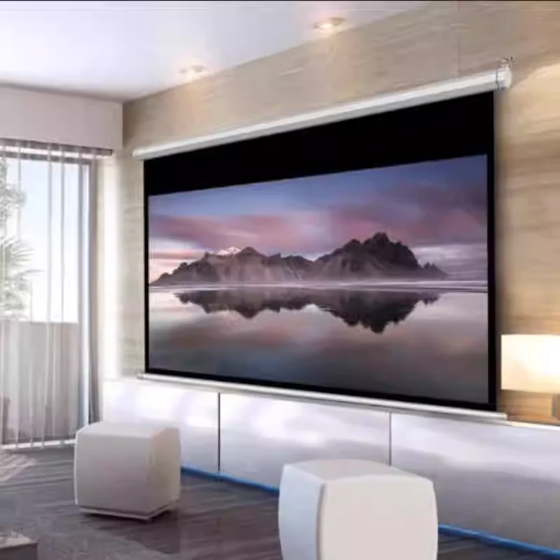 

150 Inch Grey Fiberglass Motorized Floor Rising Projector Screen For School Home Office