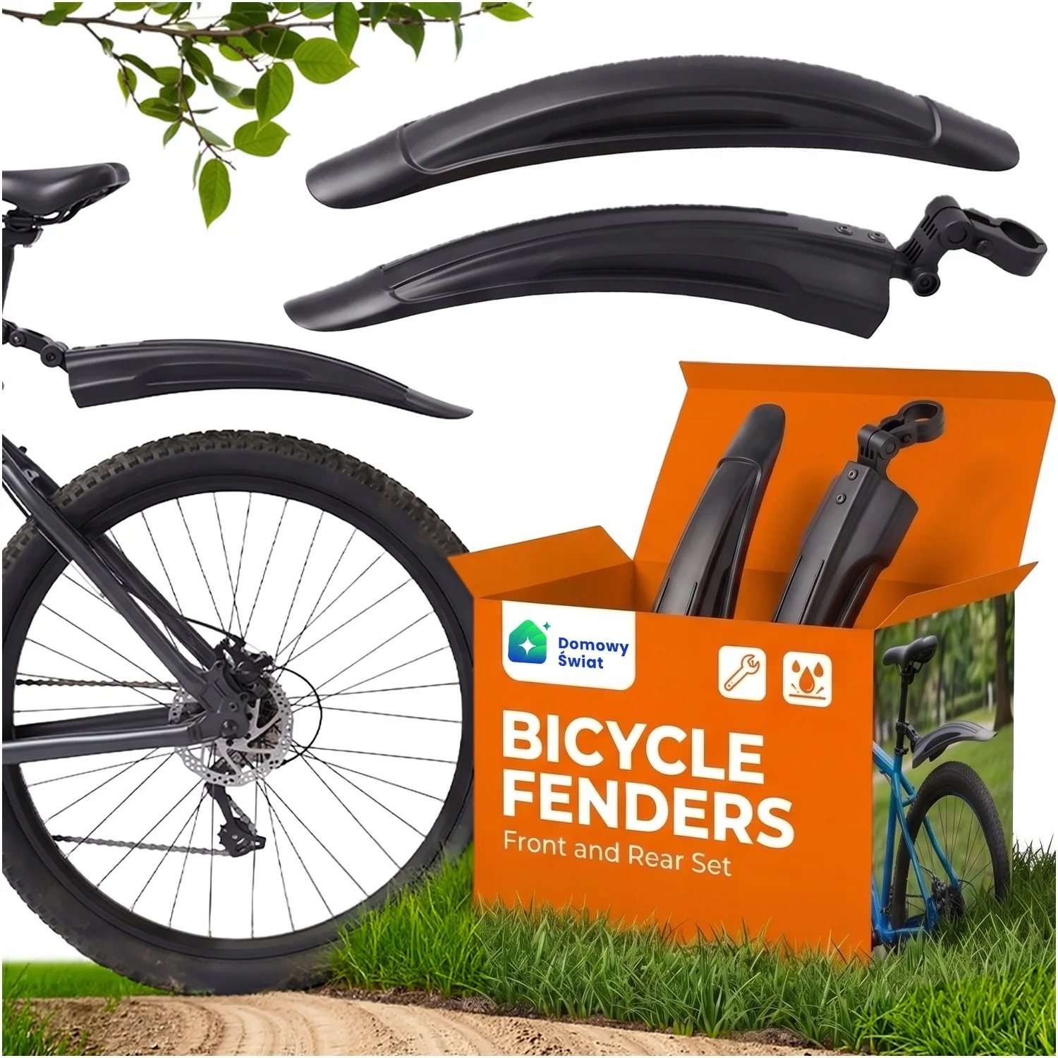 Fiets spatborden voor en achter, universeel, snel te monteren, zwart, verstelbare hoogte, 24 tot 28 inch wielen, spatborden voor MTB, trekking, stadsfiets, weersbestendig, lichtgewicht, duurzaam,