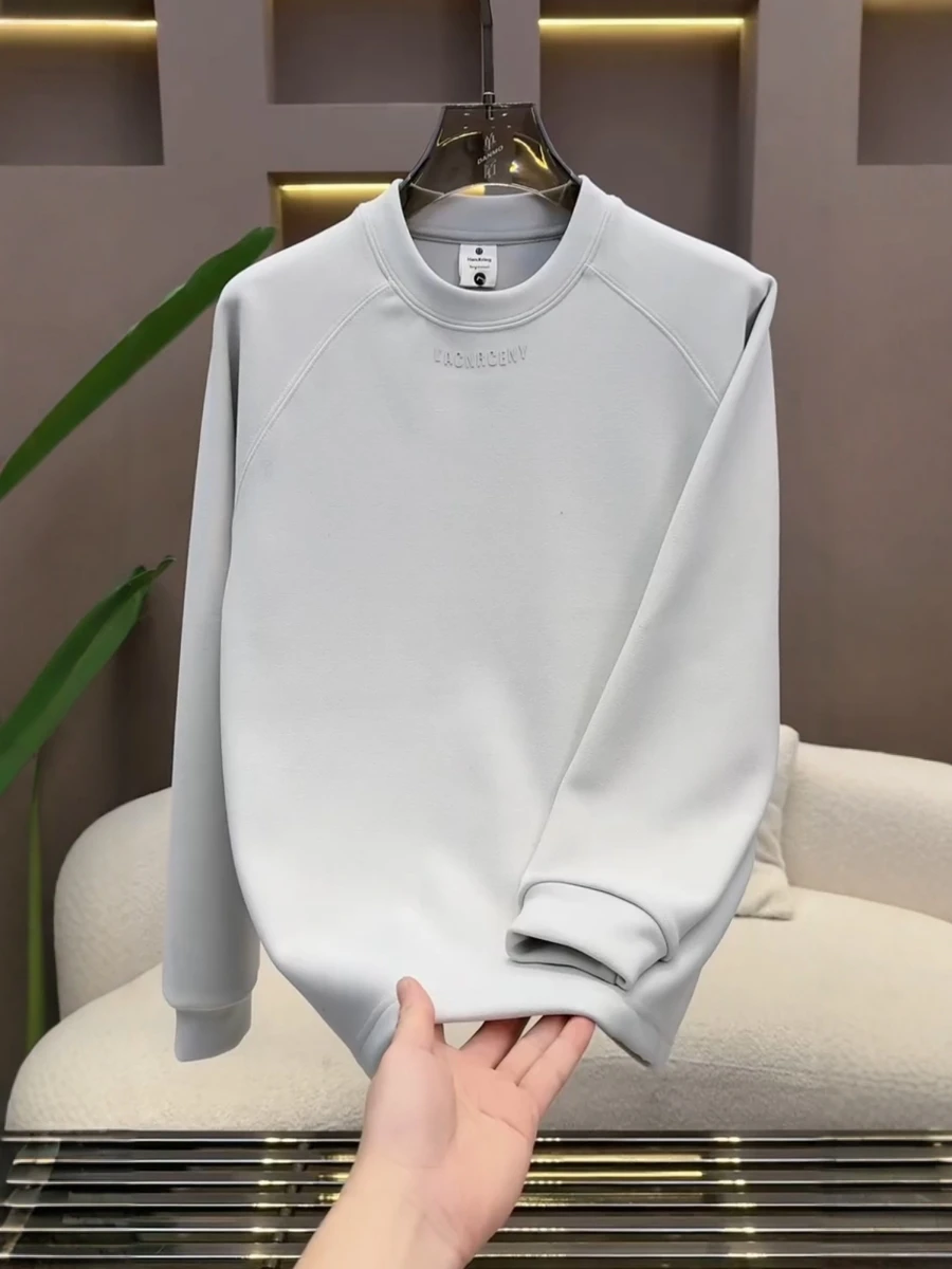 

Cloud Velvet Thiened Sweatirt Simple Sle Casual Pure Color Men's Faionable Autumn Winter New Arrival round Ne Long ...