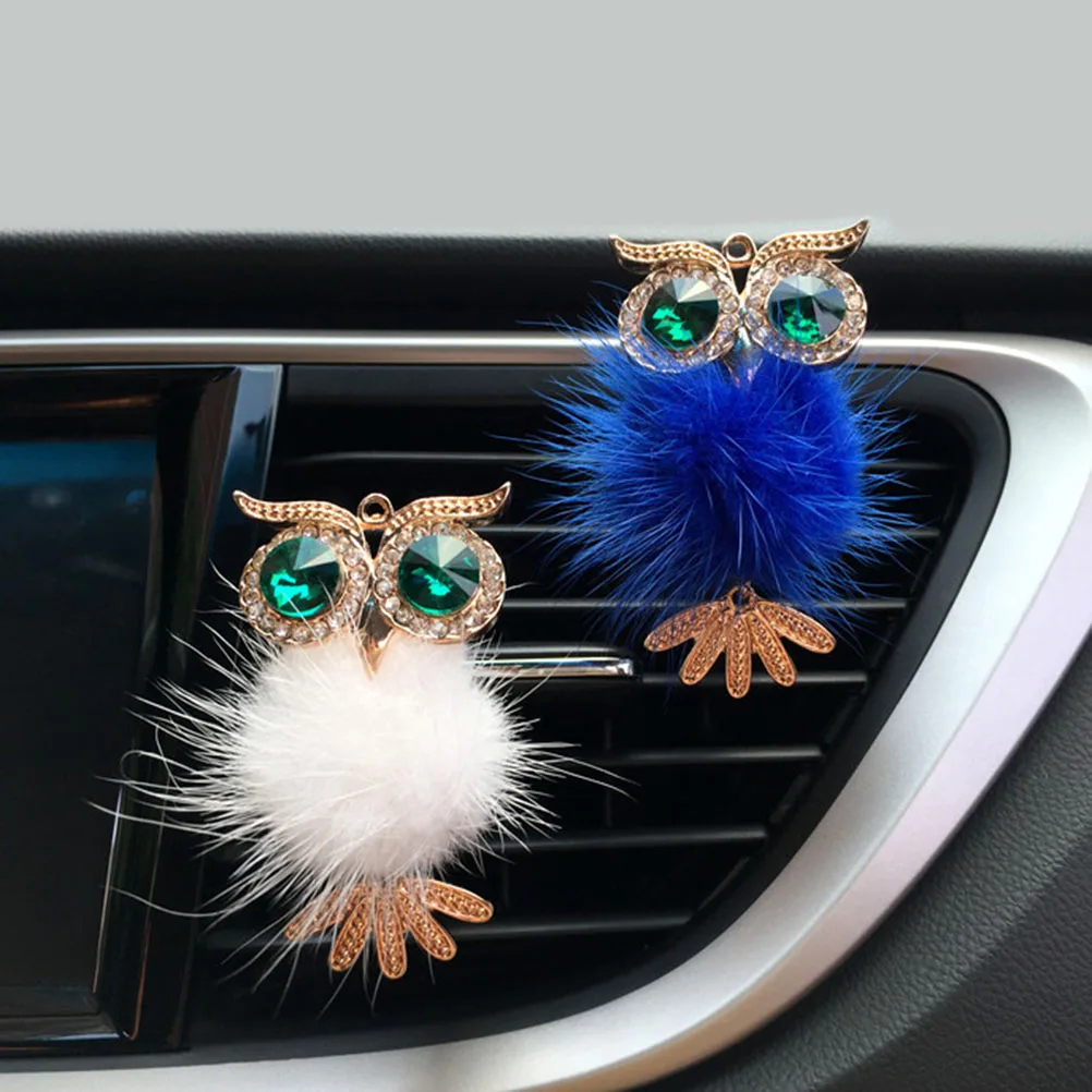 

Owl Shape Car Perfume Clip Aromatherapy Diffuser Bright Color Rhinestone Ball Design Essential Oil Charm Vent Air Freshener