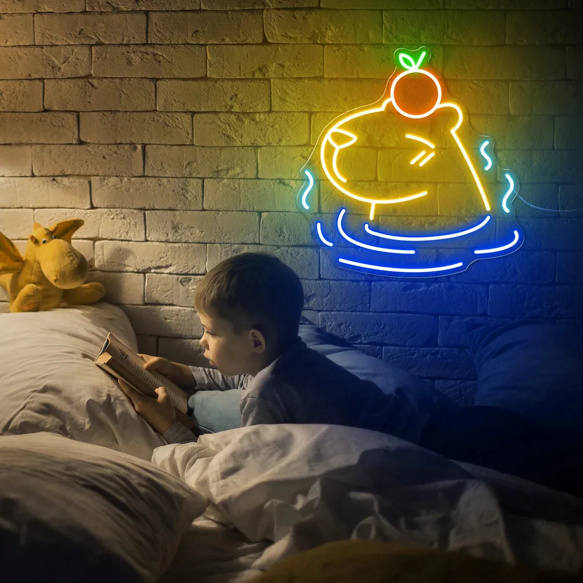 

Милый неоновый свет Капи, милая неоновая вывеска Капибары, светодиодный неоновый свет Капибары, настенный художественный декор для детской комнаты, неоновая вывеска для детской комнаты, спальни