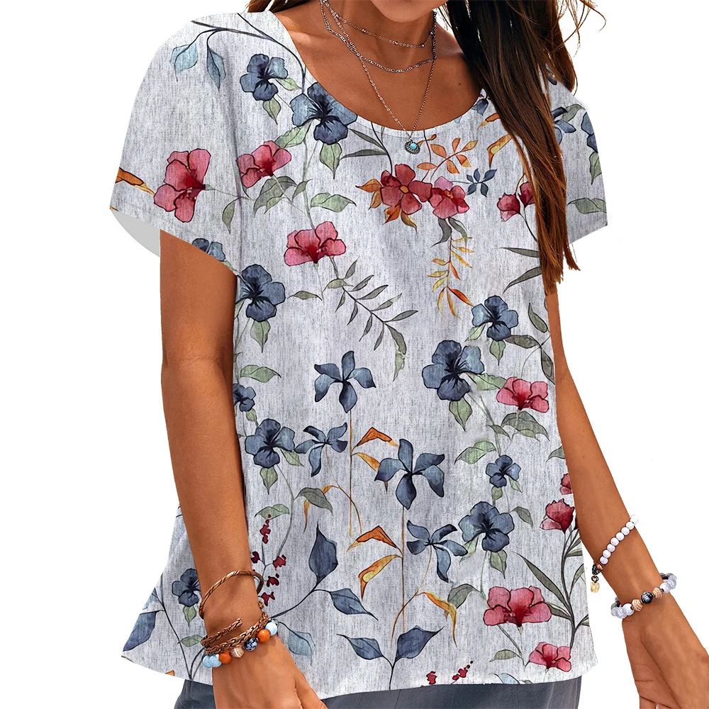 Summer Animal Floral T-shirt 3D Print Squirrel Bunny Tees Woman Streetwear T Shirts Harajuku Oversized Y2k Tops Women Clothing