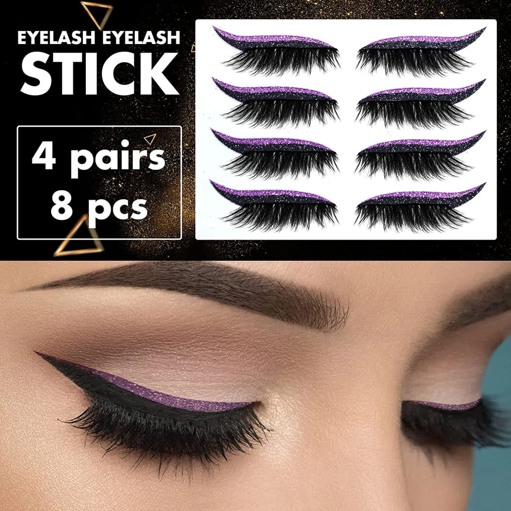 Eyeliner Stickers with Eyelashes Waterproof Nature Soft False Eyelashes Eyeliner Stickers Eyelid Line Eye Makeup Tools