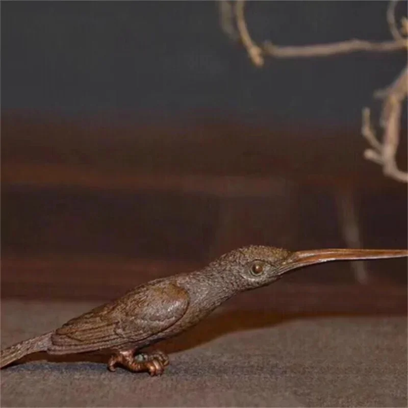 Little Fairy/ Brass Antique ancient Kingfisher Long-billed Woodpeer Furniture Tea Ceremony Pets Tabletop Animal Ornaments