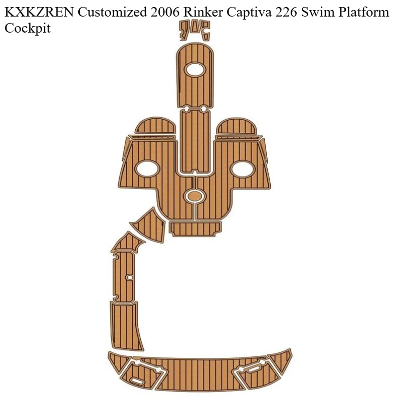 

KXKZREN Customized 2006 Rinker Captiva 226 Swim Platform Cockpit EVA Foam Boat Non-slip Flooring Pad Self-adhesive Faux Teak Mat
