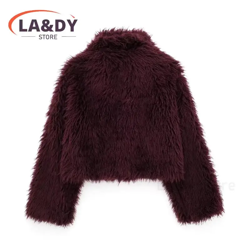 Faux Fur Coat Women 2024 Autumn Winter New Fashion Streetwear Long Sleeve Simple Short Jackets Outerwear Female Tops