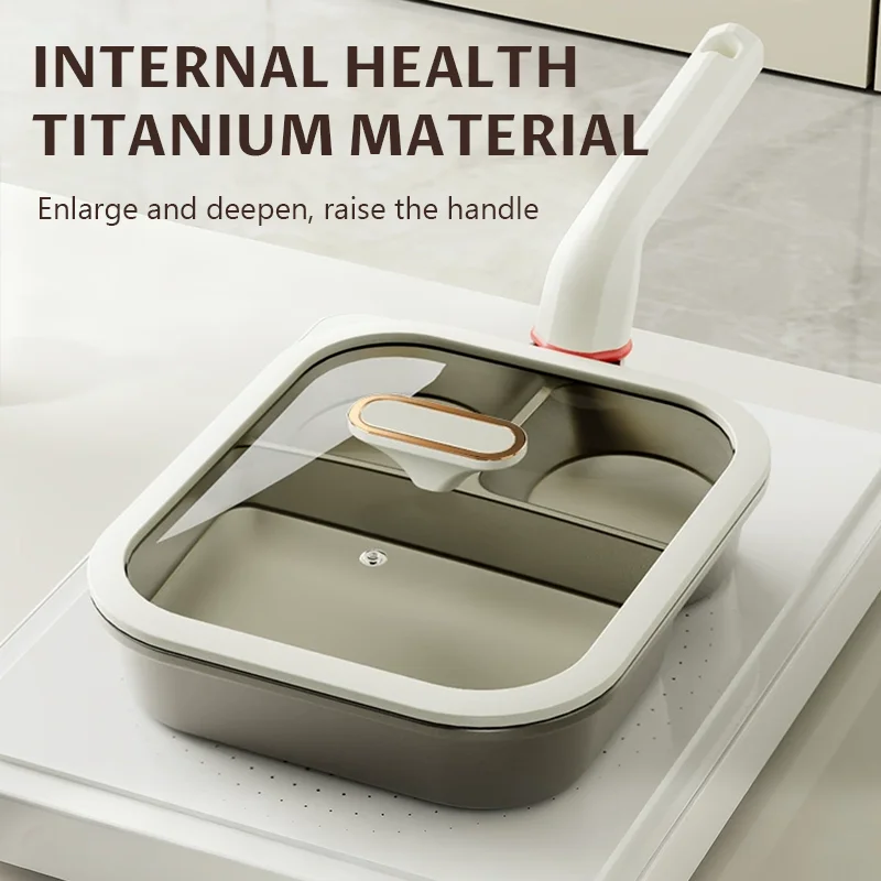 Titanium-Containing Aluminum Three-in-One Eco-friendly Durable Frying Pan Breakfast Pot for Home Cooking Egg Frying Pan